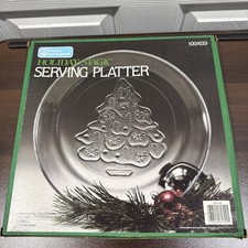 12" Christmas Tree Serving Platter NIB Vintage Anchor Servingware Holiday Magic