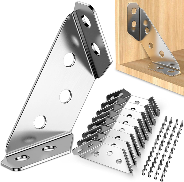 12 StüCk Eckverbinder Edelstahl DreiecksstüTze Winkelverbinder MöBelbau Winkel M-image