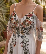 Floral Embroidered Boho Wedding Dress 4