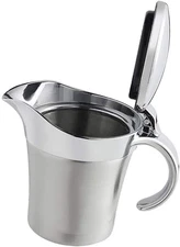 Double Insulated Gravy Boat - Stainless Steel Sauce Jug with Hinged Lid Hinged L