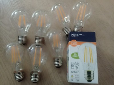 E27 LED 8 x Glühbirne 60 W, Vintage Retro warm white, Müller Licht