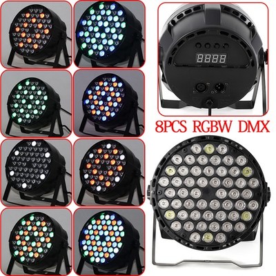 54X3W LED Stage Par Lighting 8 PCS RGBW DMX512 DJ Disco Party Club Strobe Light
