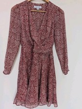 Dress Boho Long Sleeve Sheer Women's Size 8 Mini Orange Lined Side Zipper 