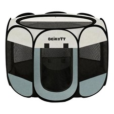 Dog Cat Playpen, Puppy Pet Crate Tent Cage, Home Enclosure Kennel Grey