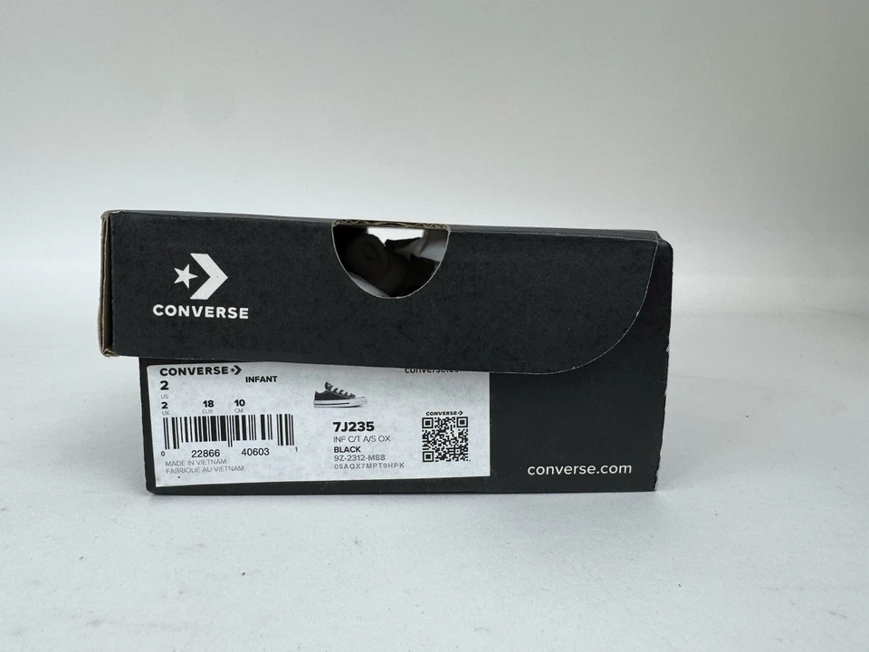 Zapatilla deportiva Converse Chuck Taylor All Star Low Top talla 2 negra 7J235 bebé infantil NUEVA Foto 4 de 4