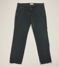 Nili Lotan Pants Size 6 W32 I26 Cropped Gray Frayed Hem Cotton Mid Rise Casual