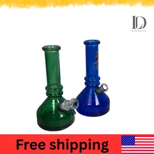 8″ Thick Glass Beaker Bong Waterpipe – Assorted Green/Blue Colors
