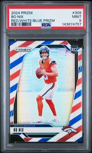2024 PANINI PRIZM RED/WHITE/BLUE PRIZM #309 BO NIX ROOKIE RC PSA 9