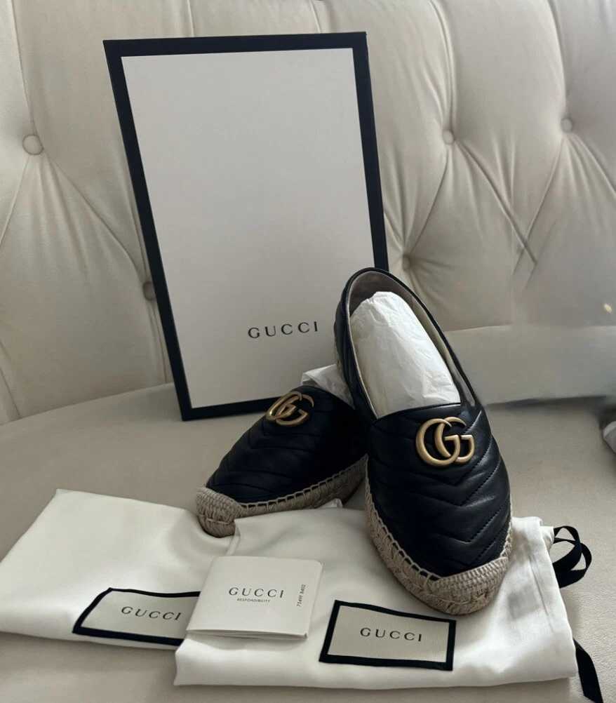 Espadrille femme Gucci Pilar GG en cuir taille EU38 / US 8