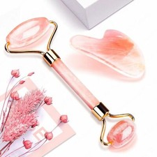 Jade Roller Gua Sha Set Gouache Scraper Natural Quartz Face Slimming Massager