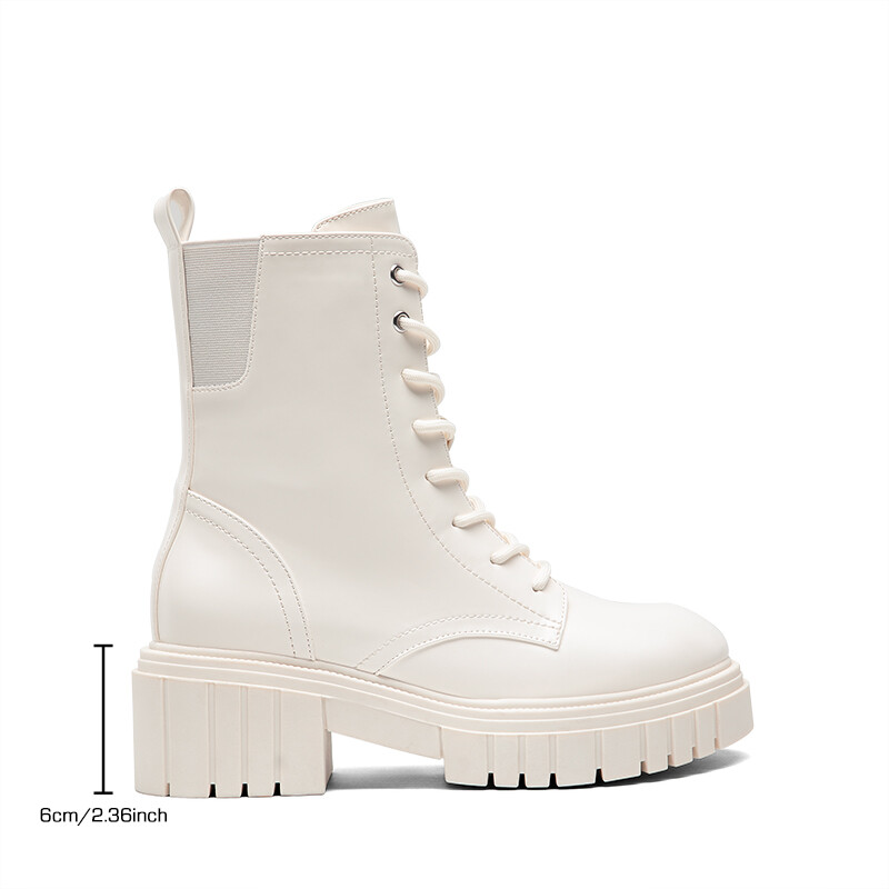 Women Low Heel Ankle Boots Side Zipper Combat Riding