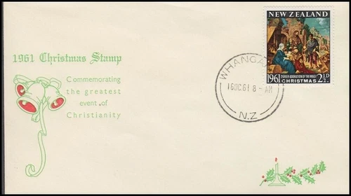 NEW ZEALAND 1961 CHRISTMAS ILLUSTRATED FDC NO ADDITIONAL HAND STAMP