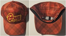 David Bowie Flashy Custom Plaid Red/Black/Yellow Adjustable Hat Perfect Shape!