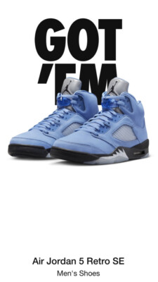 DS Brand New Air Jordan 5 Retro UNC University Blue Sz-14 DV1310