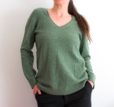 Top L.L.Bean Kaschmir Cashmere Pullover Damen L.L. Bean Grün Large V-Ausschnitt