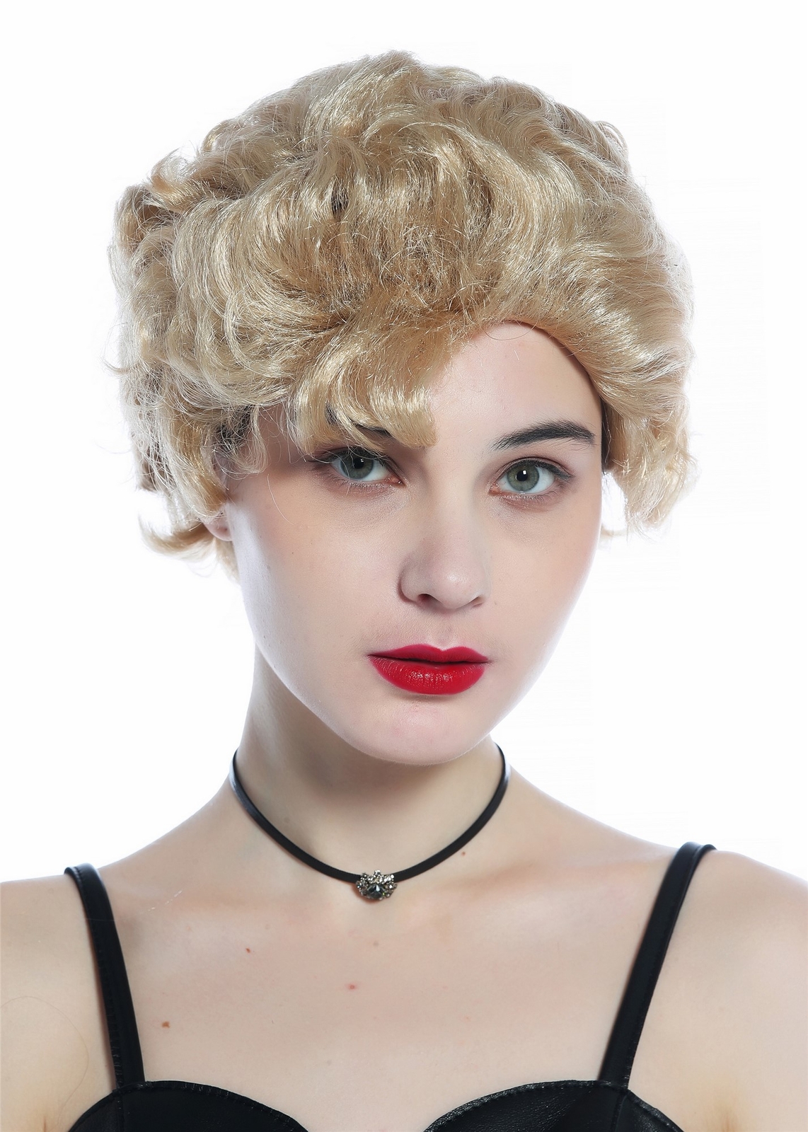 WIG ME UP Peluca Carnaval Fasching Corta Rubia Ondulada Rizada Retro