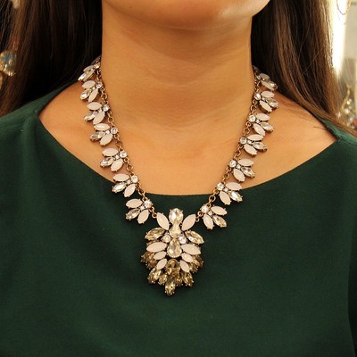 Collier Perle Goutte Vert Cristal Retro Class Original Soirée Mariage JCR 6