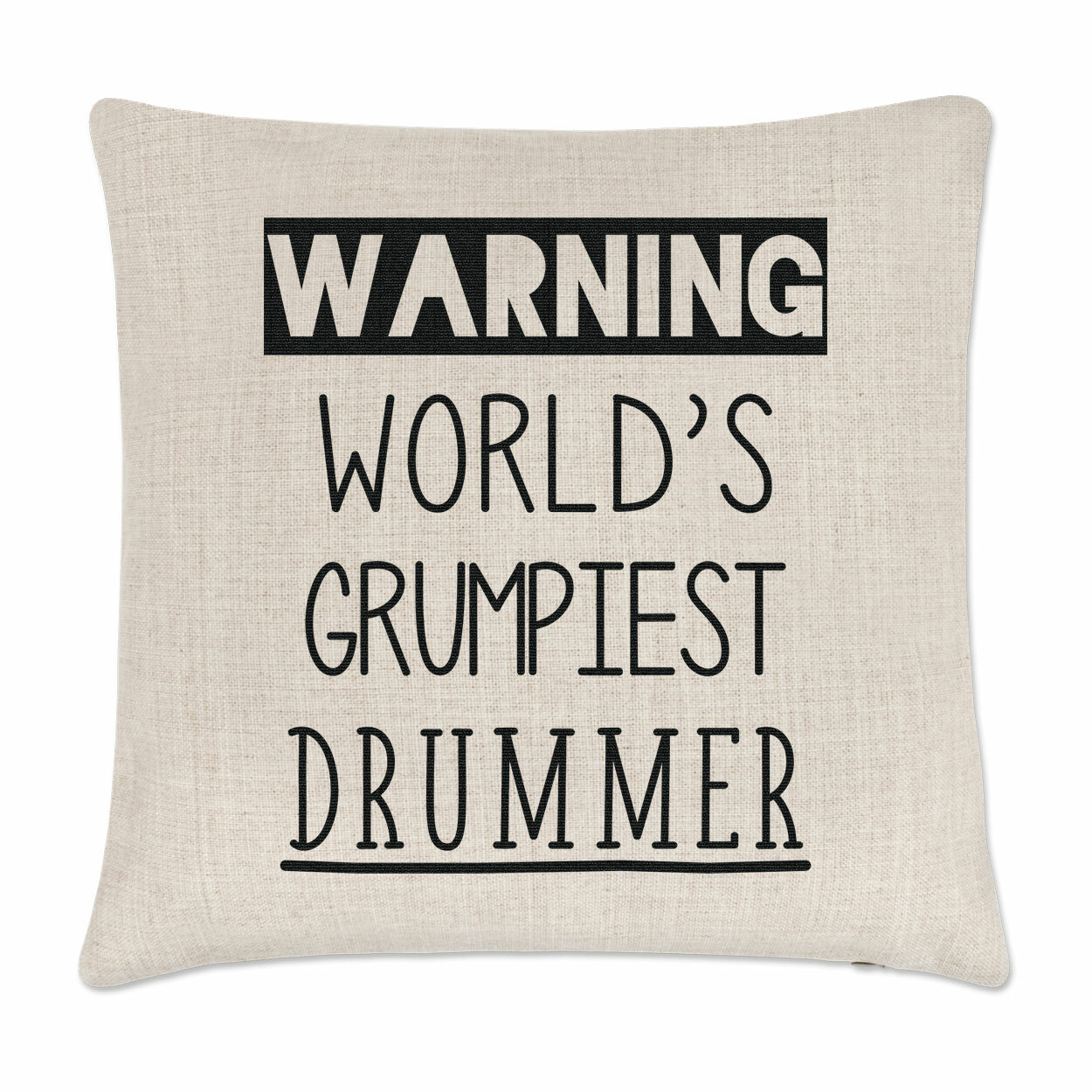 Warning World's Grumpiest Drummer Cushion Cover Pillow Awesome Best Music Funny