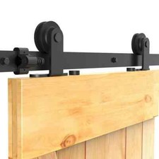 6FT Sliding Barn Door Hardware Track Kit Top Mount T-Shape Hang For Double Doors