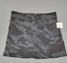 NWT~EBB & FLOW~ Women's XL Active Skort Black / Gray Camo Tennis Pocket Pull-On