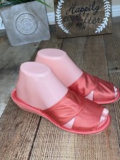 Vanity Fair Vintage Nylon Satin Peep Toe Slippers Size 5/6 Large Coral Boudoir
