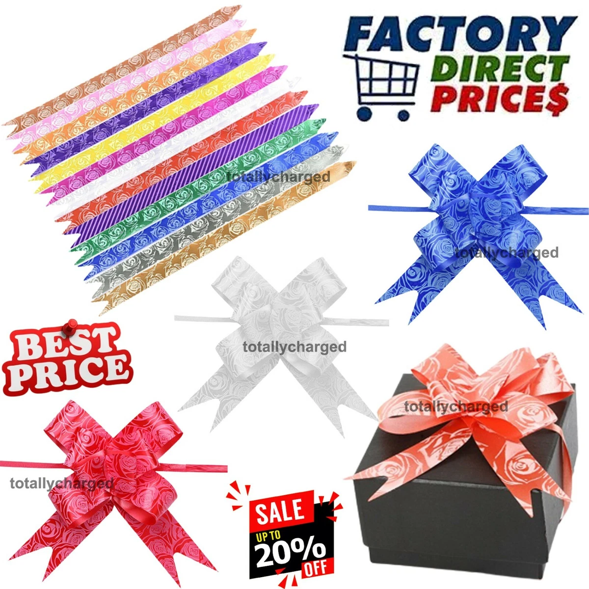 WHOLESALE Large 30mm Pull Bows Ribbon Pack of 200 Christmas