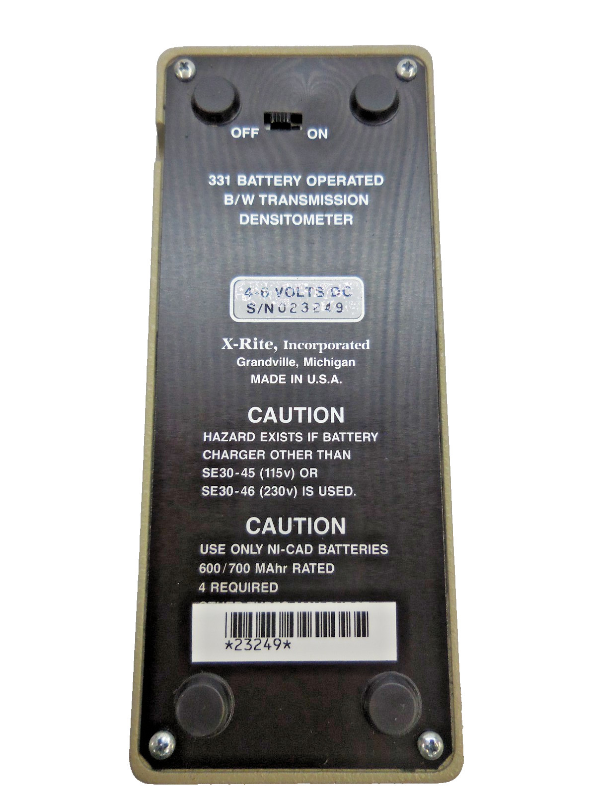 X-Rite Model 331 Transmission Densitometer, Battery Operated