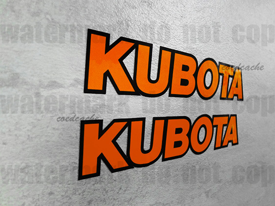2x Kubota Orange/Black decals stickers tractor backhoe Skid Steer