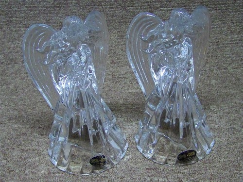 Lead Crystal Angel Candle Holders DePlomb Candlestick 24% Lead Crystal USA - Picture 7 of 7