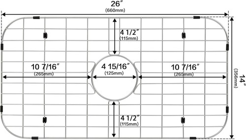 Protector de rejilla inferior para fregadero de cocina LQS y estante para fregadero 26" x 14" con drenaje central - Imagen 3 de 3