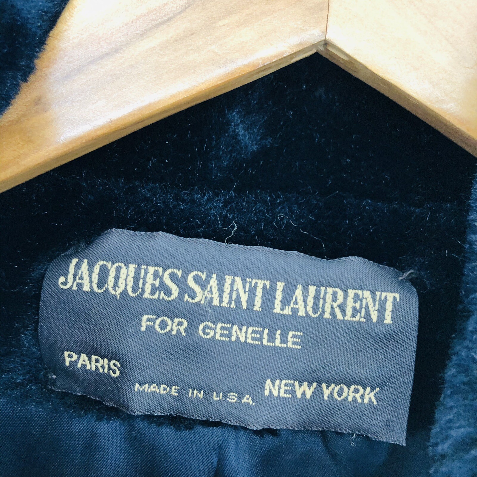 Cappotto vintage Jacques Saint Laurent per Genelle New York in pelliccia sintetica nero