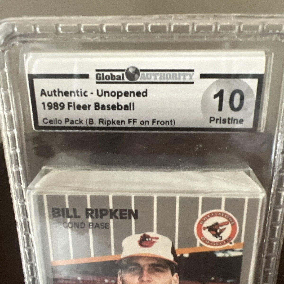 Fred Stolle US Open サイン入りカード 1989 Fleer Baseball Cello Pack Bill Ripken FF Error On Top Front