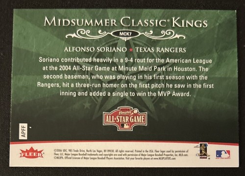 2006 Ultra Midsummer Classic Kings Alfonso Soriano #MCK7 Rangers 2B VGEX - Picture 2 of 2