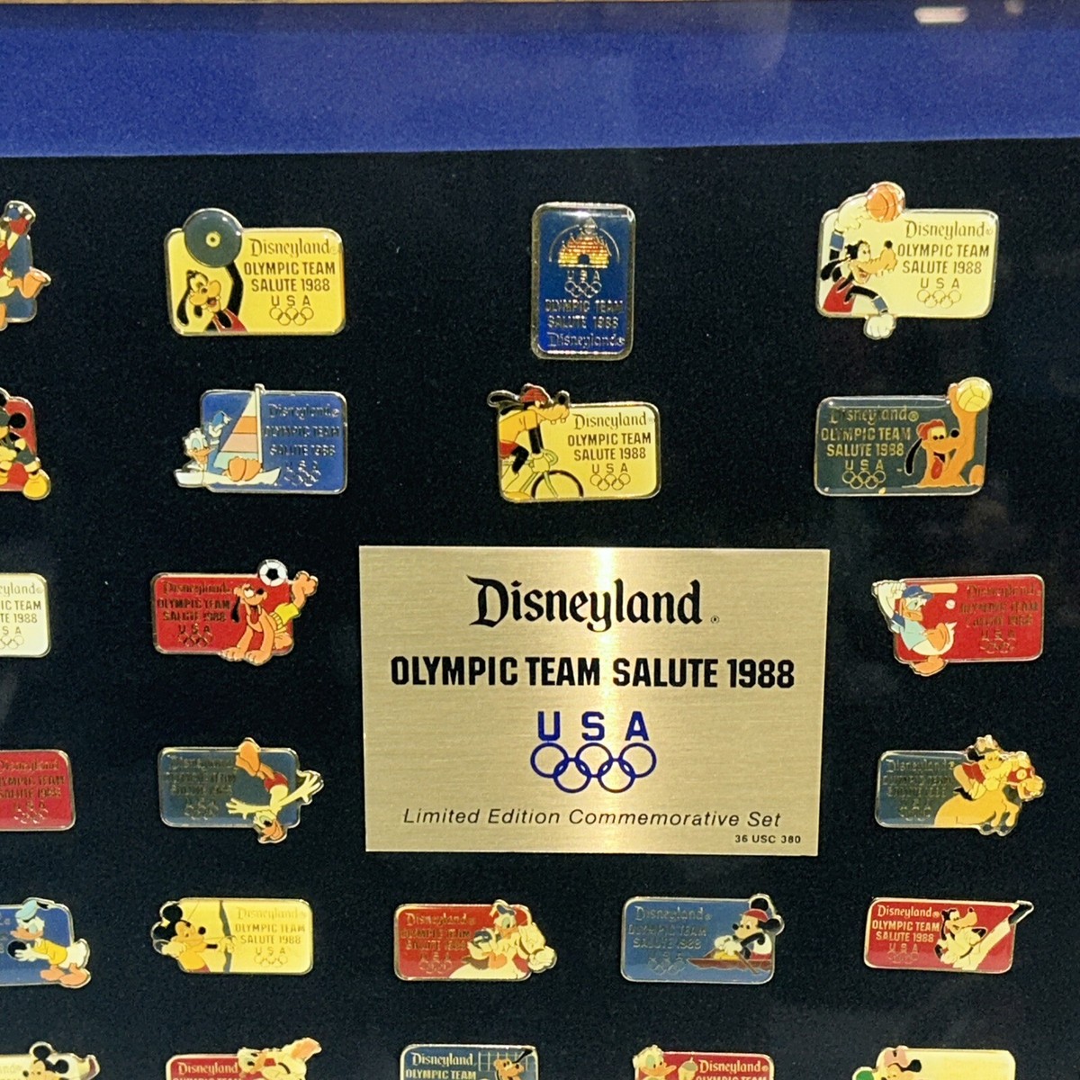Disney Olympic Team Salute 1988 LE Commemorative Pin Framed