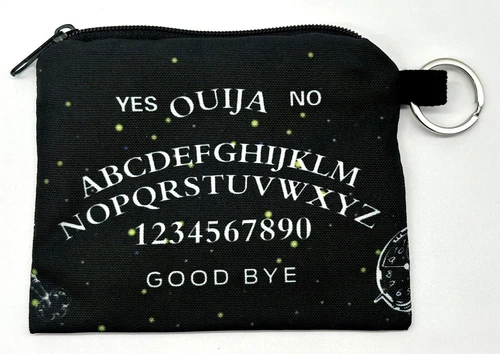 Ouija Coin Purse Zip Top Closure Key Ring Black
