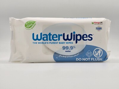 WaterWipes Plastic-Free Purest Baby Wipes Allergy Friendly Plant Based 60 pack