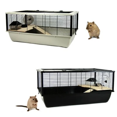 LITTLE FRIENDS Rat Hamster Cage Single Tier Black or Grey Plastic Base 78cm The Grosvenor