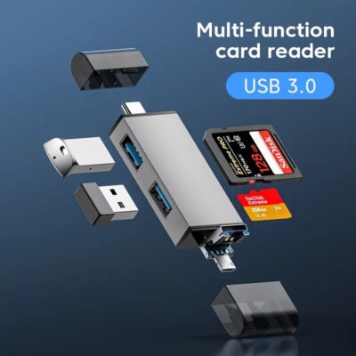 7-in-1: Multifunktionskartenleser, Adapter, USB 3.0 Hochgeschwindig, SD/TF Karte