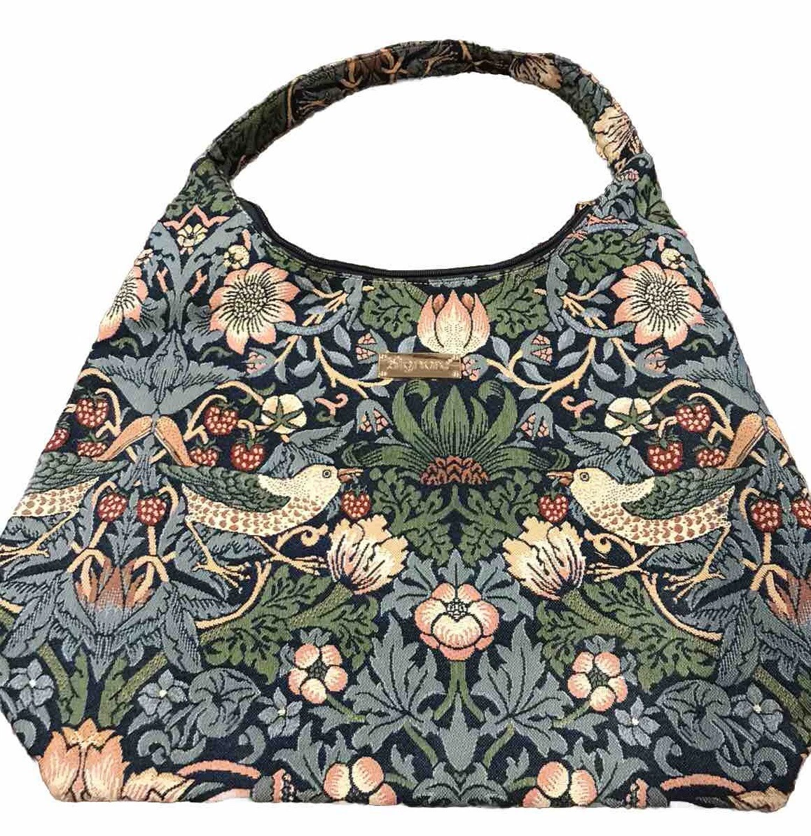 Borsa Hobo Signare In Arazzo Con Disegno Floreale William Morris – Tracolla Donna, Tote Spaziosa, 35x33x13 Cm, Blu - 2