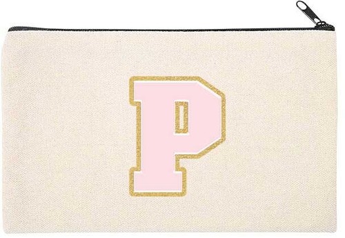 Personalized Initial Pink Mascot Canvas Bag for Make up Pouch Bridal Gift - Picture 21 of 31
