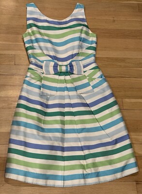 KATE SPADE New York Silk Striped Bow Jillian Dress Lined w