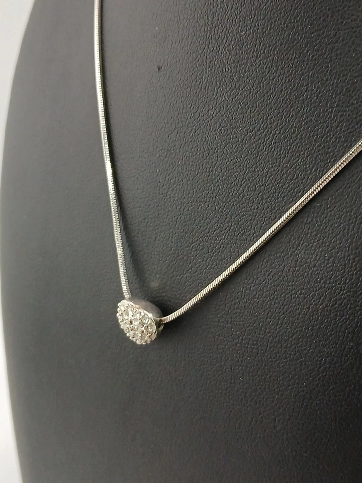 PREMIER DESIGNS Collar Colgante Corazón Hinchado Cristales Pavé Tono Plata Vintage Foto 4 de 4