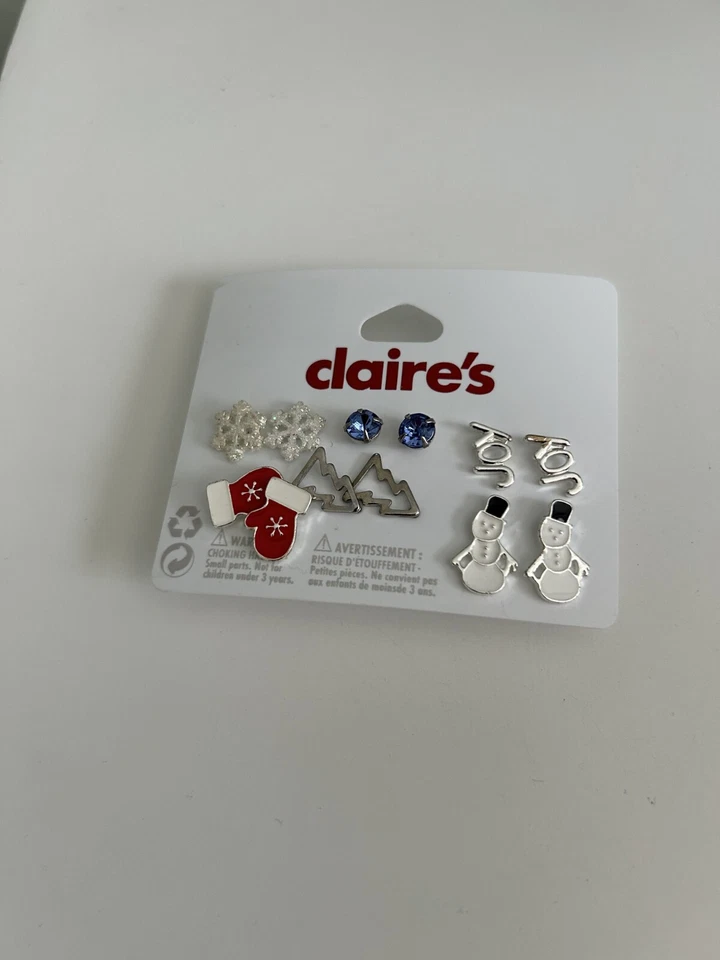 Claire's Mezcla Plata Invierno Pendientes, Juego de 6 - NUEVO Foto 2 de 3