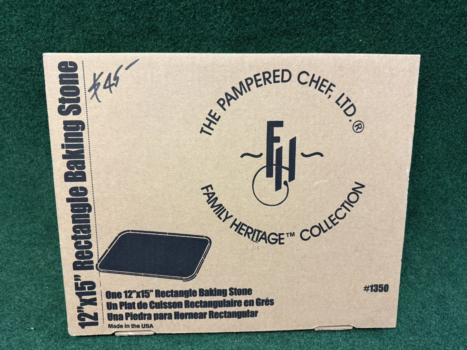 Pampered Chef 12 x 15 Stoneware Rectangular Baking Stone #1350 Pizza Cookie NIB
