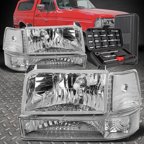 FOR 9296 FORD F150 F250 F350 CHROME CLEAR CORNER HEADLIGHT BUMPER LAMP