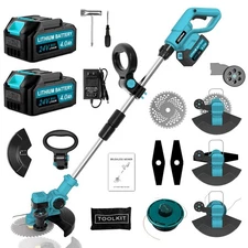 Weed Eater Battery Powered, 21V Electric Weed Wacker Cordless, with 2X 4.0Ah ...