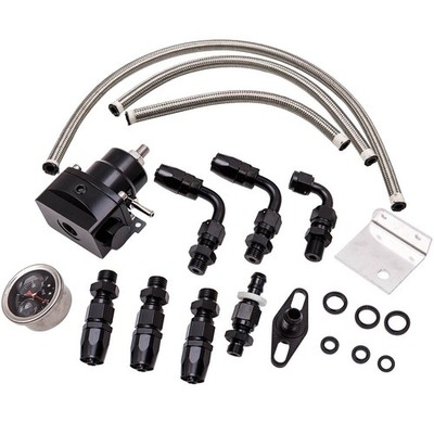 Adjustable Fuel Pressure Regulator kit & 100psi Guage AN6 Fitting  universal