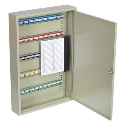 Sealey Schlüsselschrank Box mit farbcodierten Hakenleisten & Karteikarten - 50 Schlüssel SKC50