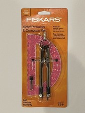 Fiskars Metal Compass and Protractor Set - Ages 8 - NEW 