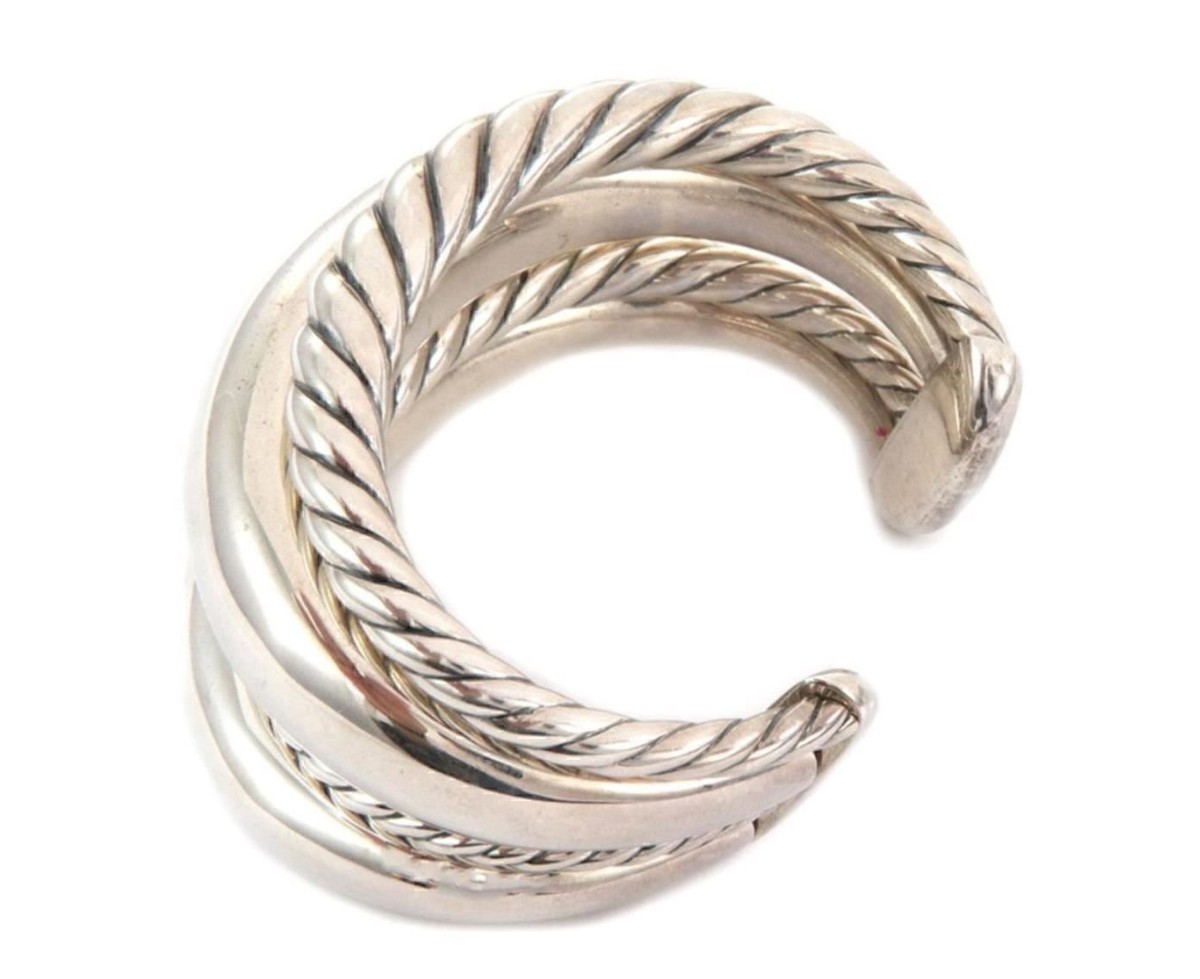 David Yurman Pure Form 4 Row Sterling Silver 42mm Wide Cuff Bracelet View 4
